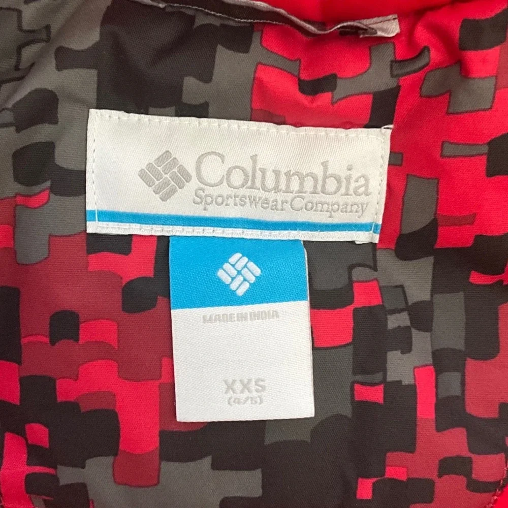 Columbia Kids‎ Winter Coat XXS (4/5) Red Camo Hooded Insulated Full Zip Jacket